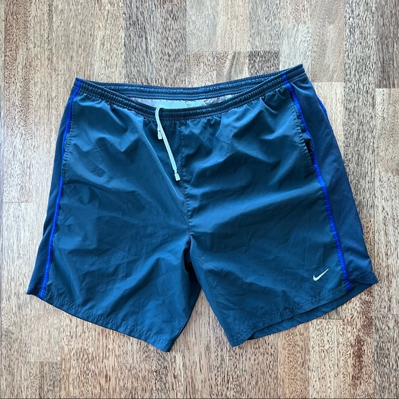 Nike FITDRY Shorts Athletic Running Mens XL Gray Blue Drawstring DriFit Pockets - Picture 1 of 6